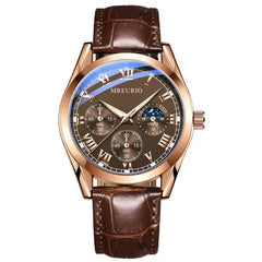 Men's Quartz Watch with Leather Strap